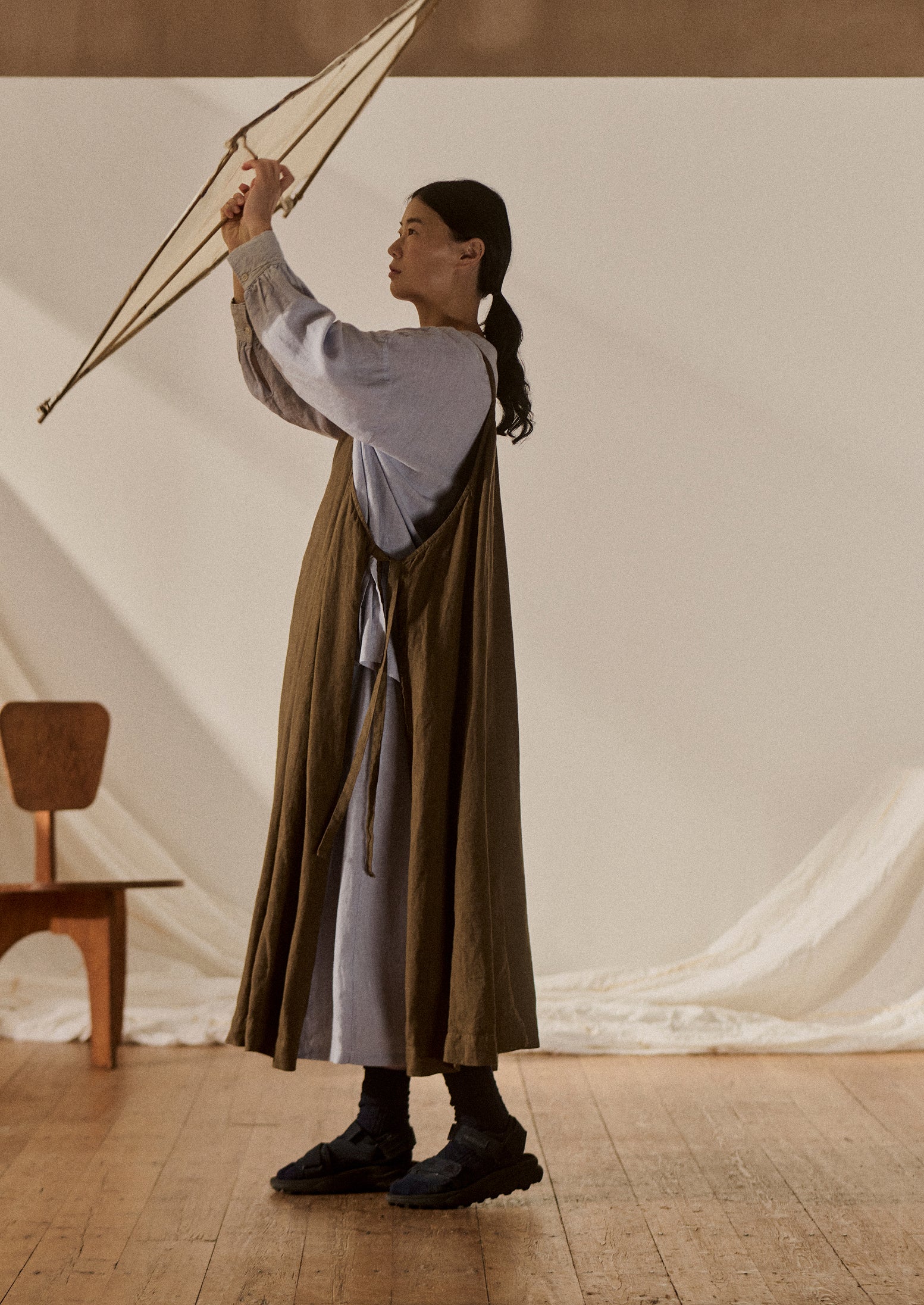 Garment Dyed Linen Apron Dress | Pear