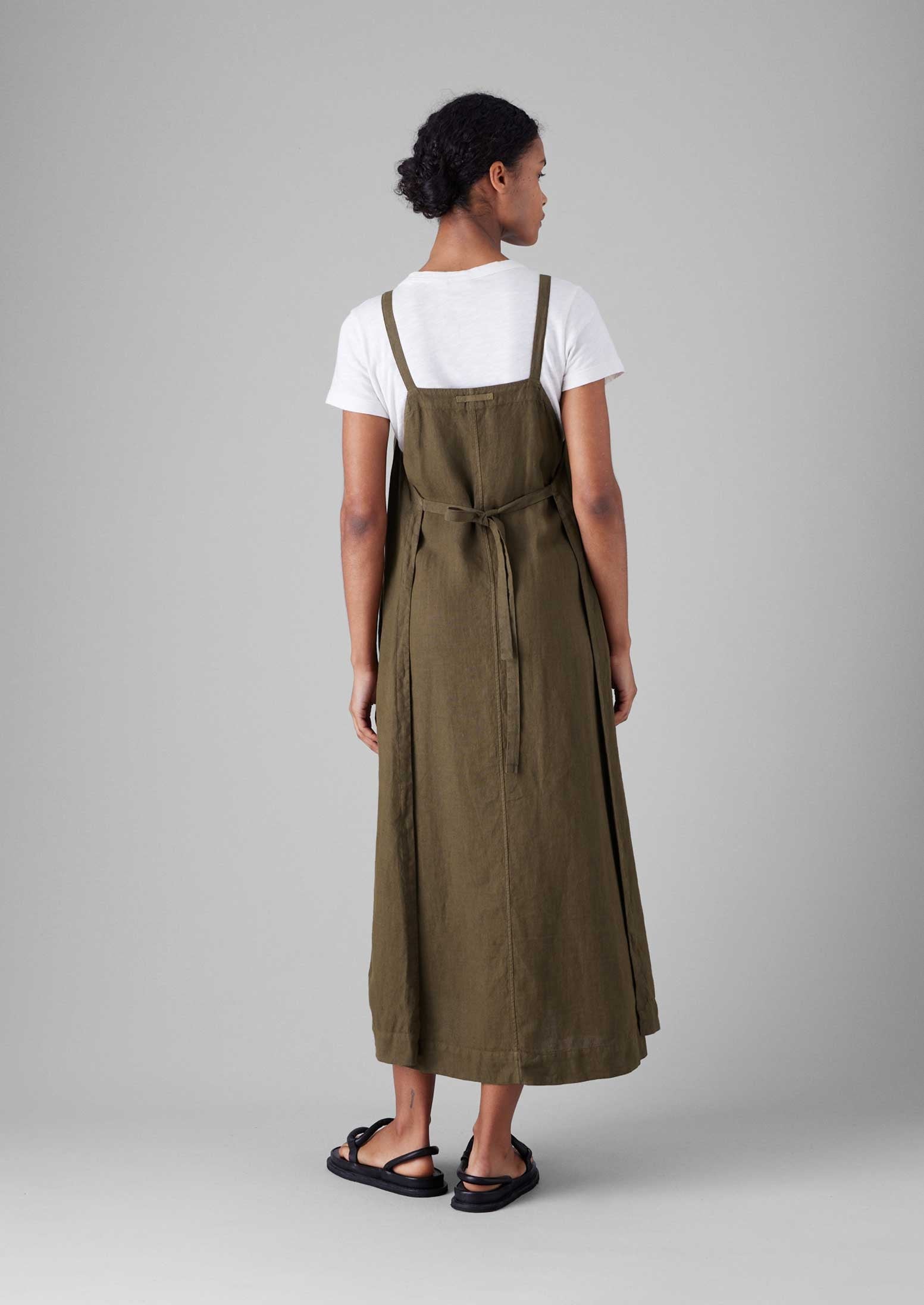 Garment Dyed Linen Apron Dress | Pear