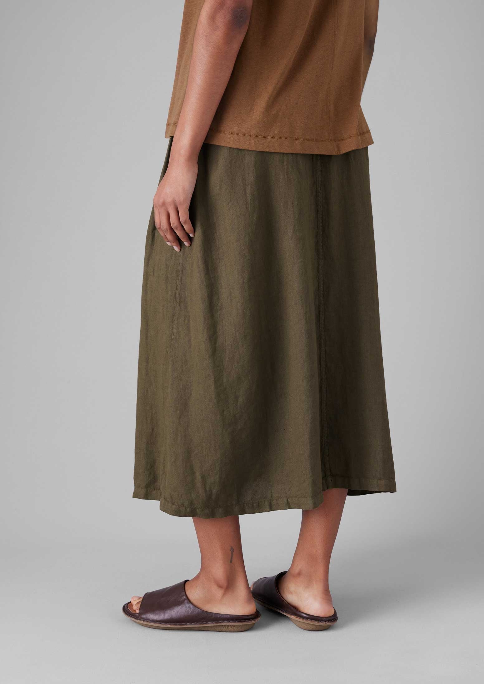 Garment Dyed Linen Skirt | Pear