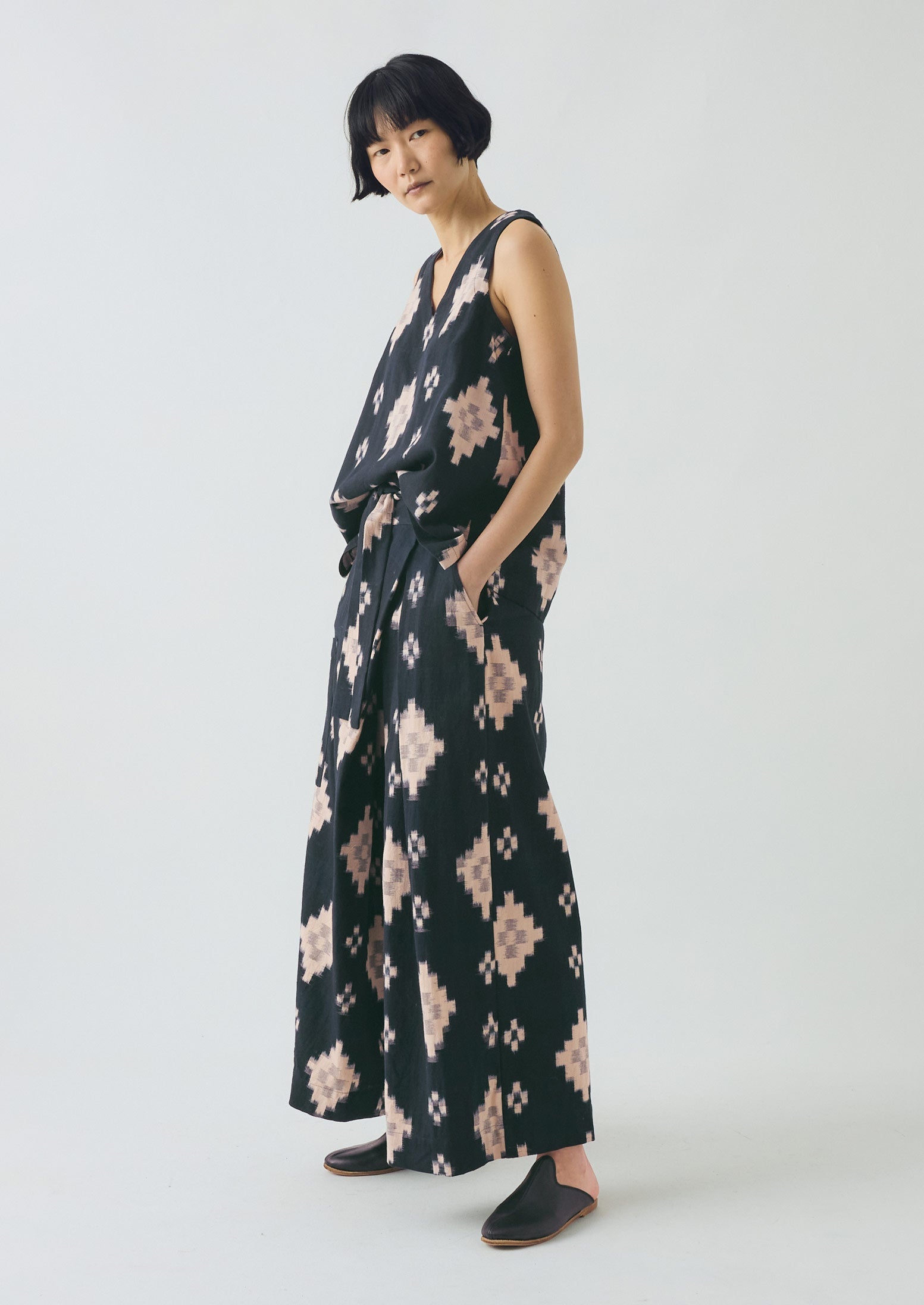 Fugue Ikat Wrap Trousers | Midnight/Sand