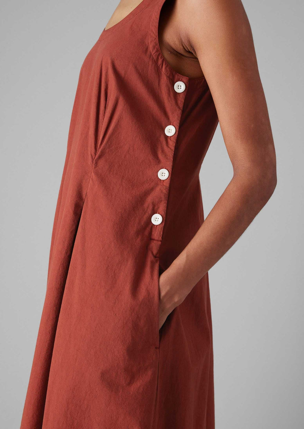 Cotton Poplin Sun Dress | Brick