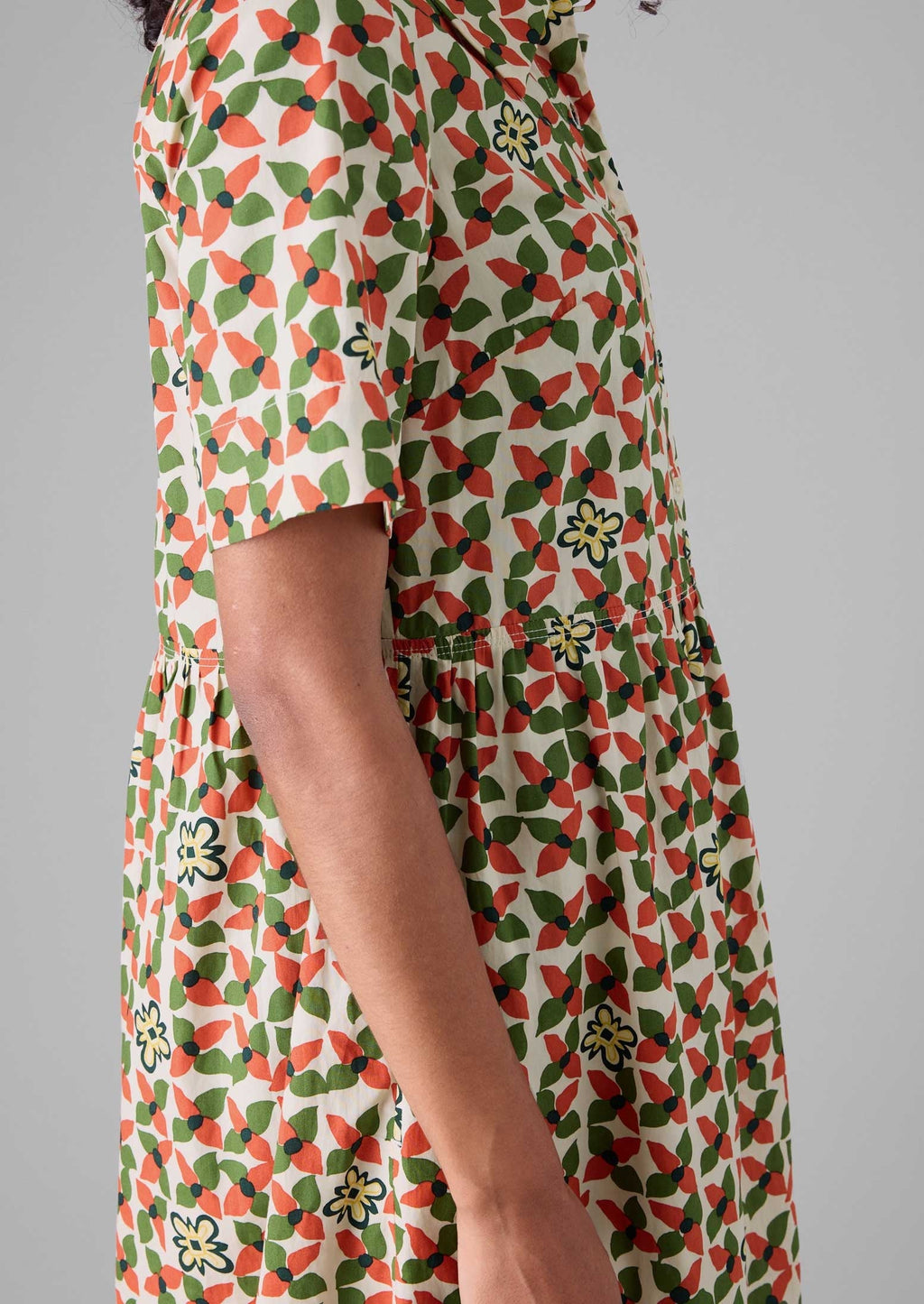 Selma Cotton Shirt Dress | Paprika/Warm Green