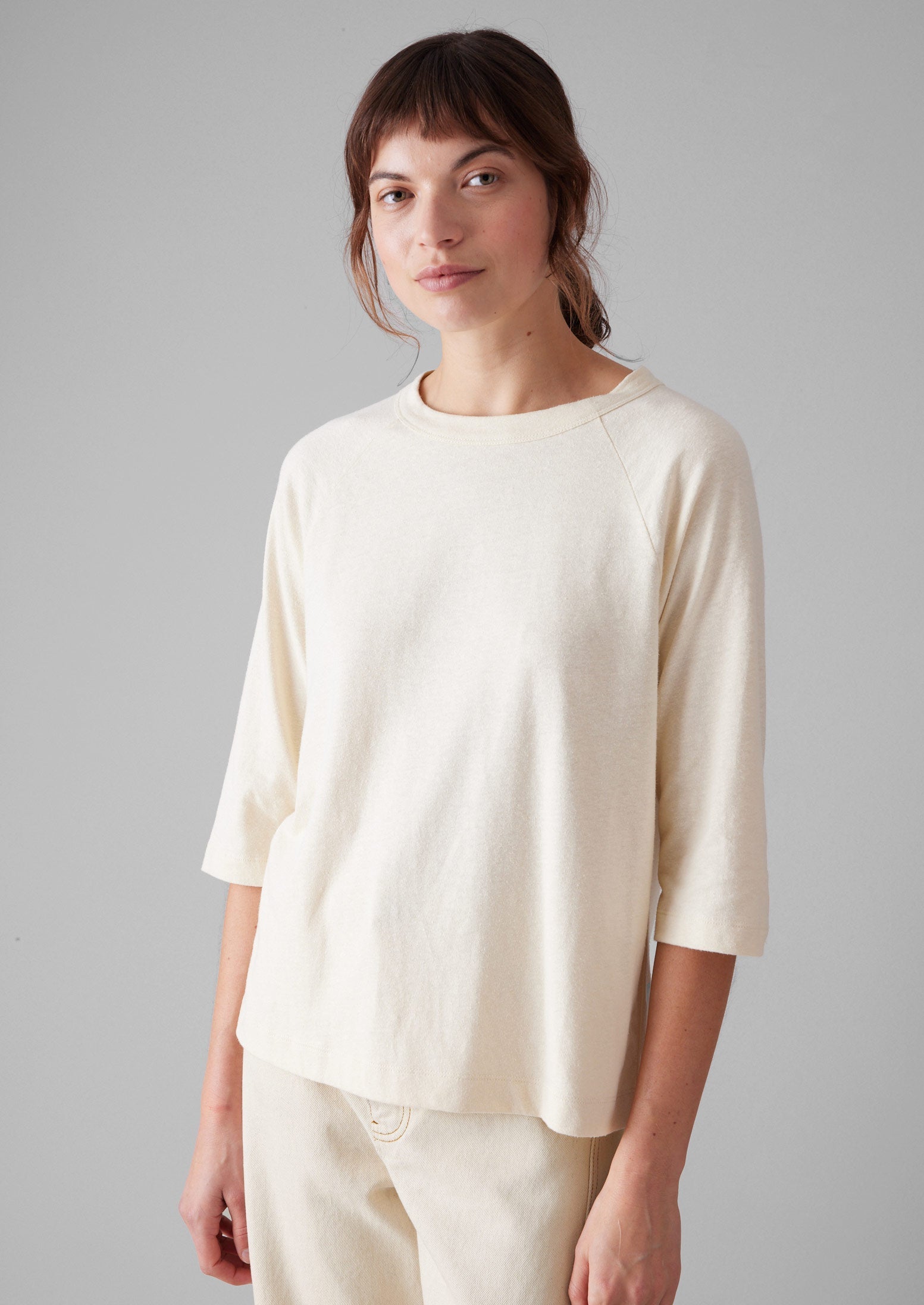 Cotton Hemp Raglan Tee | Ecru