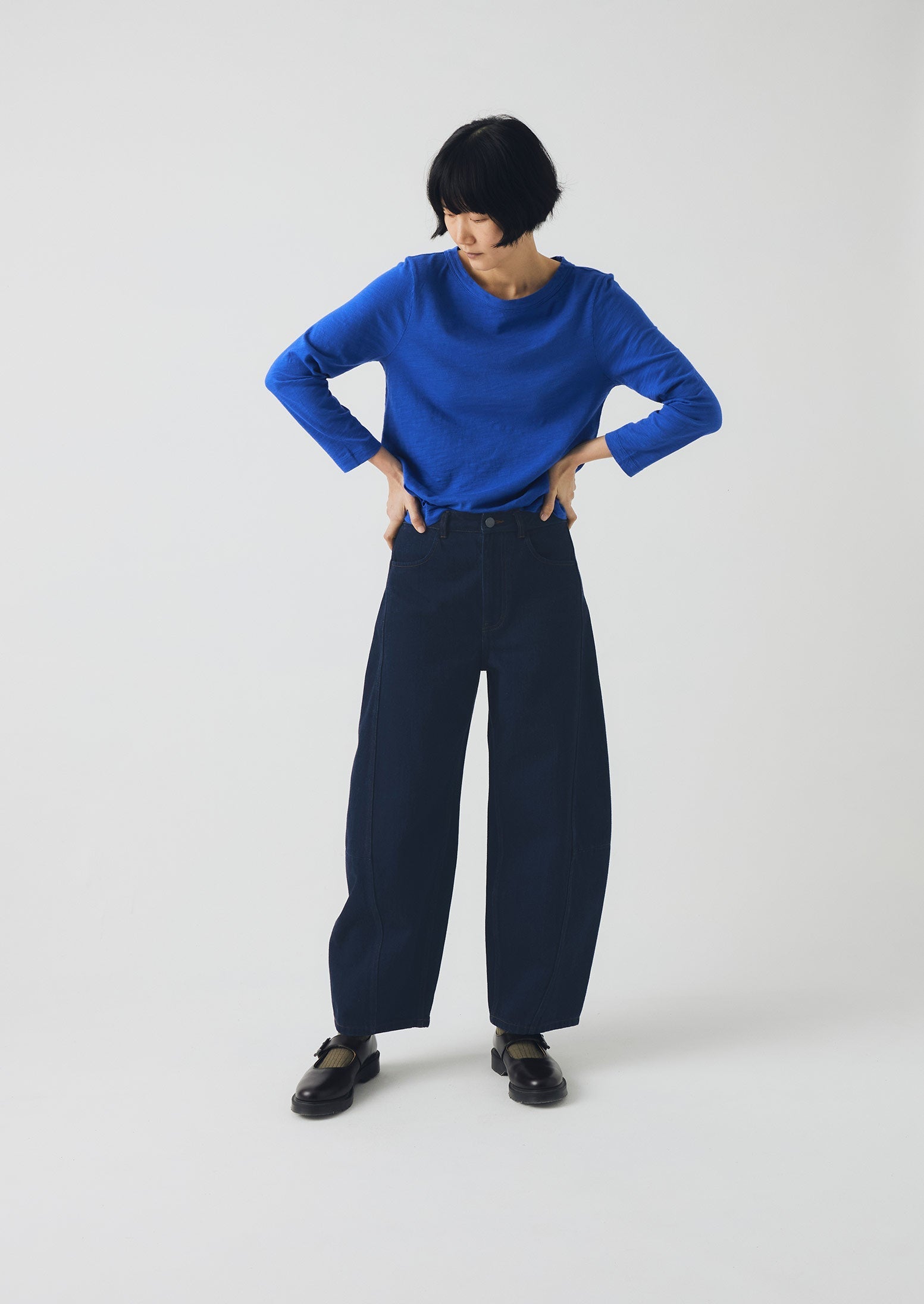 Lia Garment Dyed Boat Neck Tee | Smalt