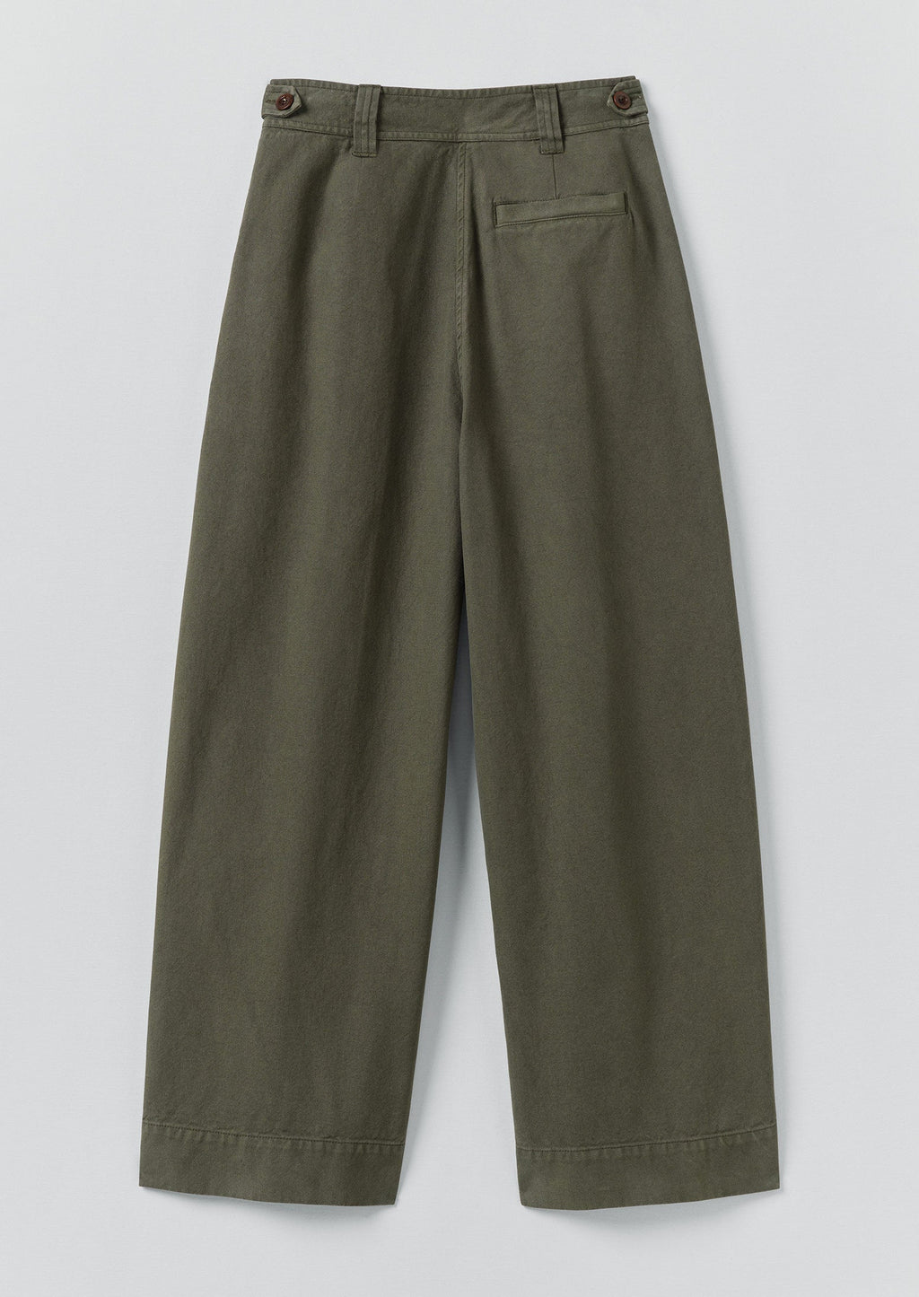 Cotton Canvas Pleat Front Trousers | Dark Olive