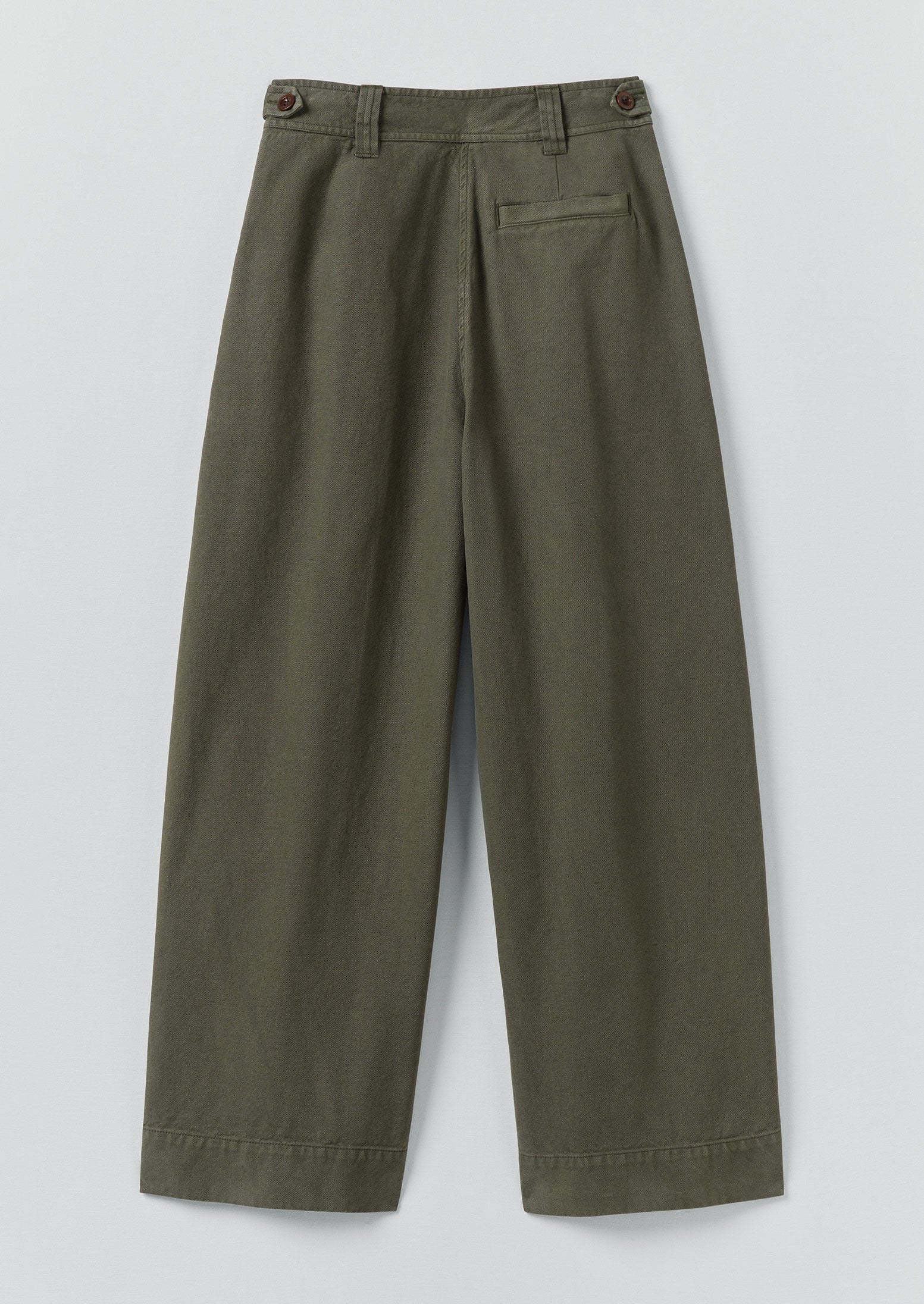 Cotton Canvas Pleat Front Trousers | Dark Olive